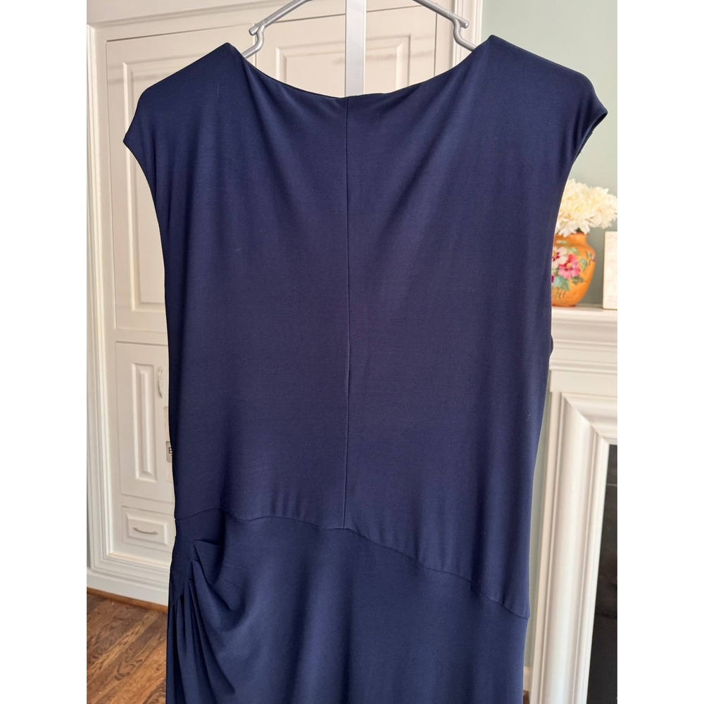 New Lauren Ralph Lauren Evening Navy Draped Gown Rhinestone Detail 14‎ Formal - Picture 9 of 13